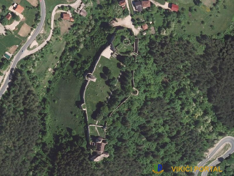 stari grad Ostrožac na Uni, satelitski snimak