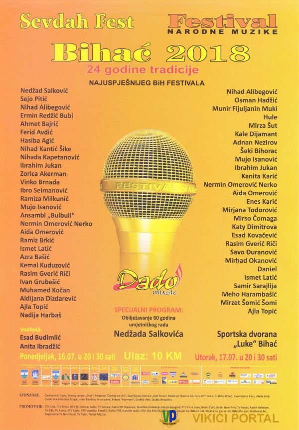 plakat "Sevdah fest" festival narodne muzike "Bihać 2018"